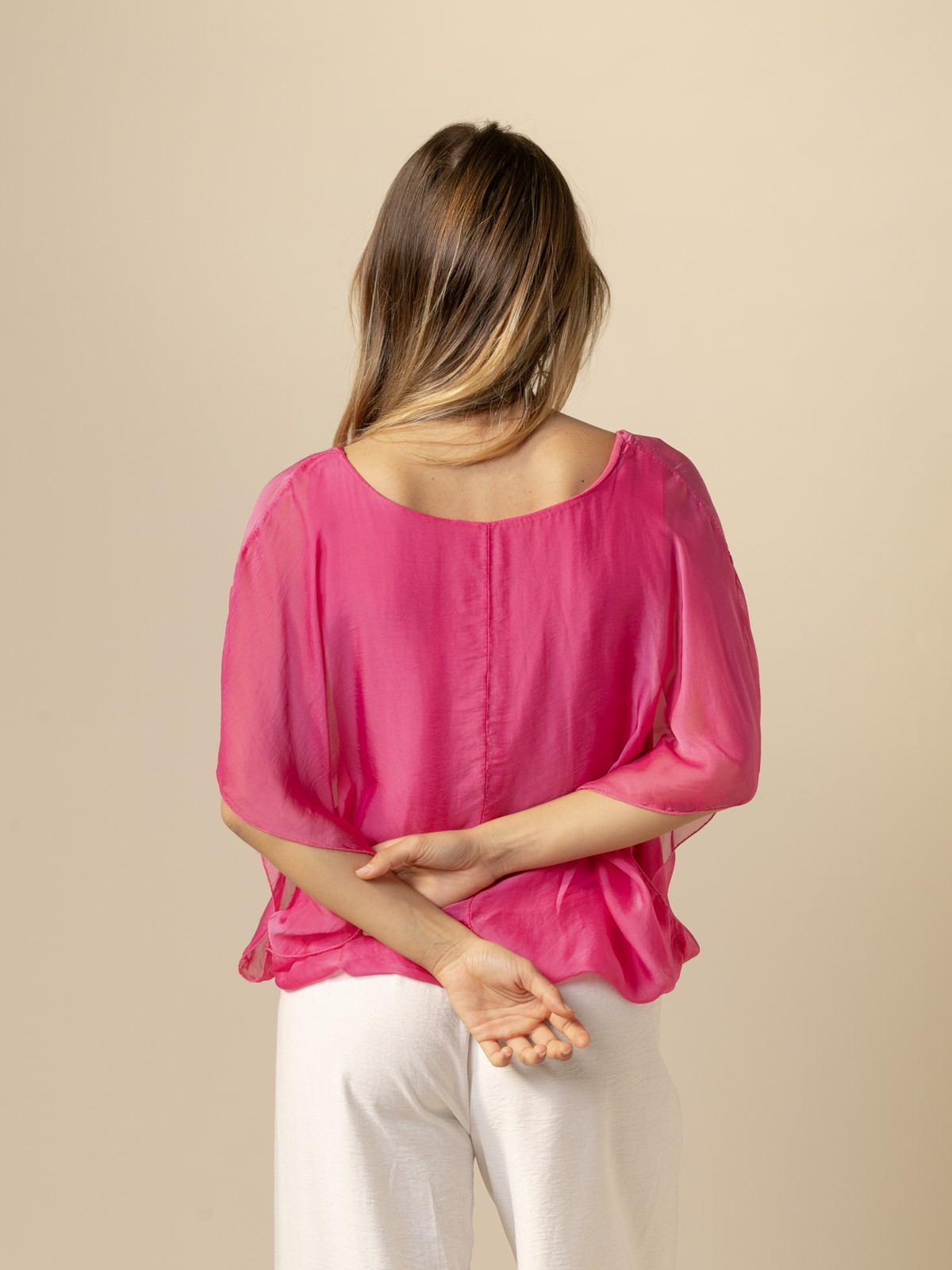 Woman Flowy sleeveless blouse  Fuchsiacolour