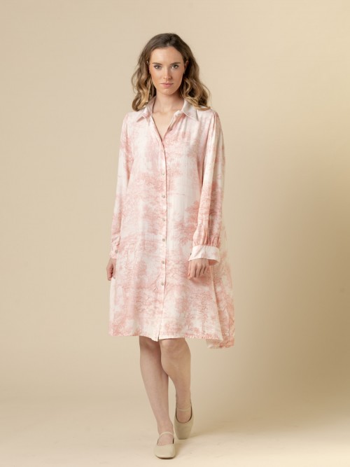 Woman provencal printed dress  Pinkcolour