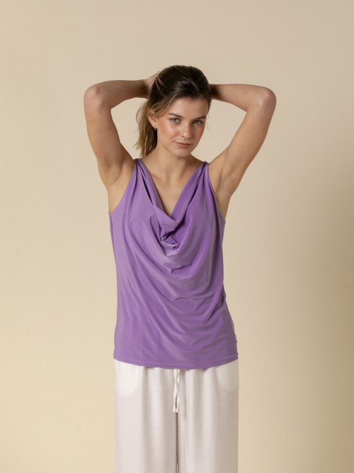 Woman Plain sleeveless t-shirt  Violetcolour