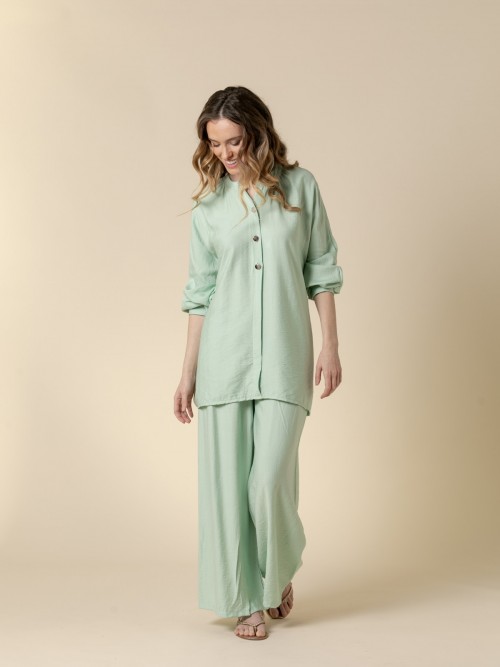 Woman Long flowy button shirt  mintcolour