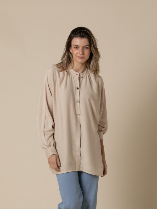 Woman Long flowy button shirt  Camelcolour
