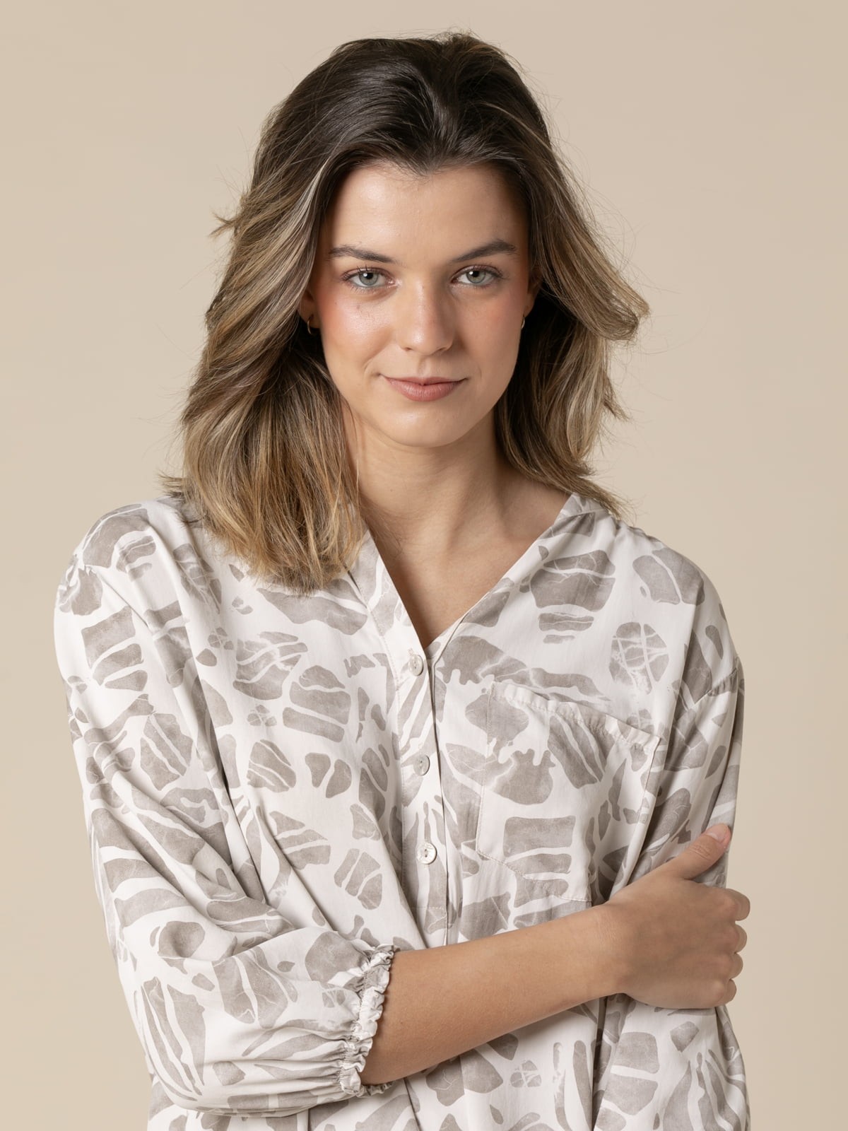 Woman Animal print shirt  Beigecolour
