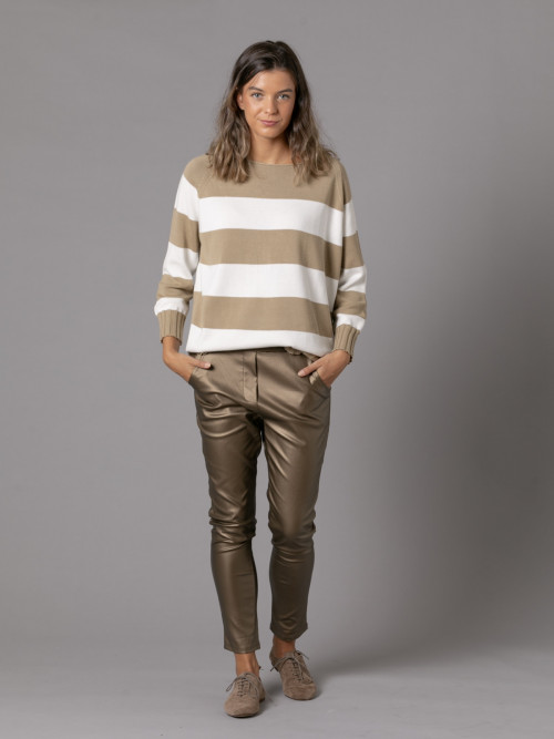 trendy eco-leather pants  bronce colour