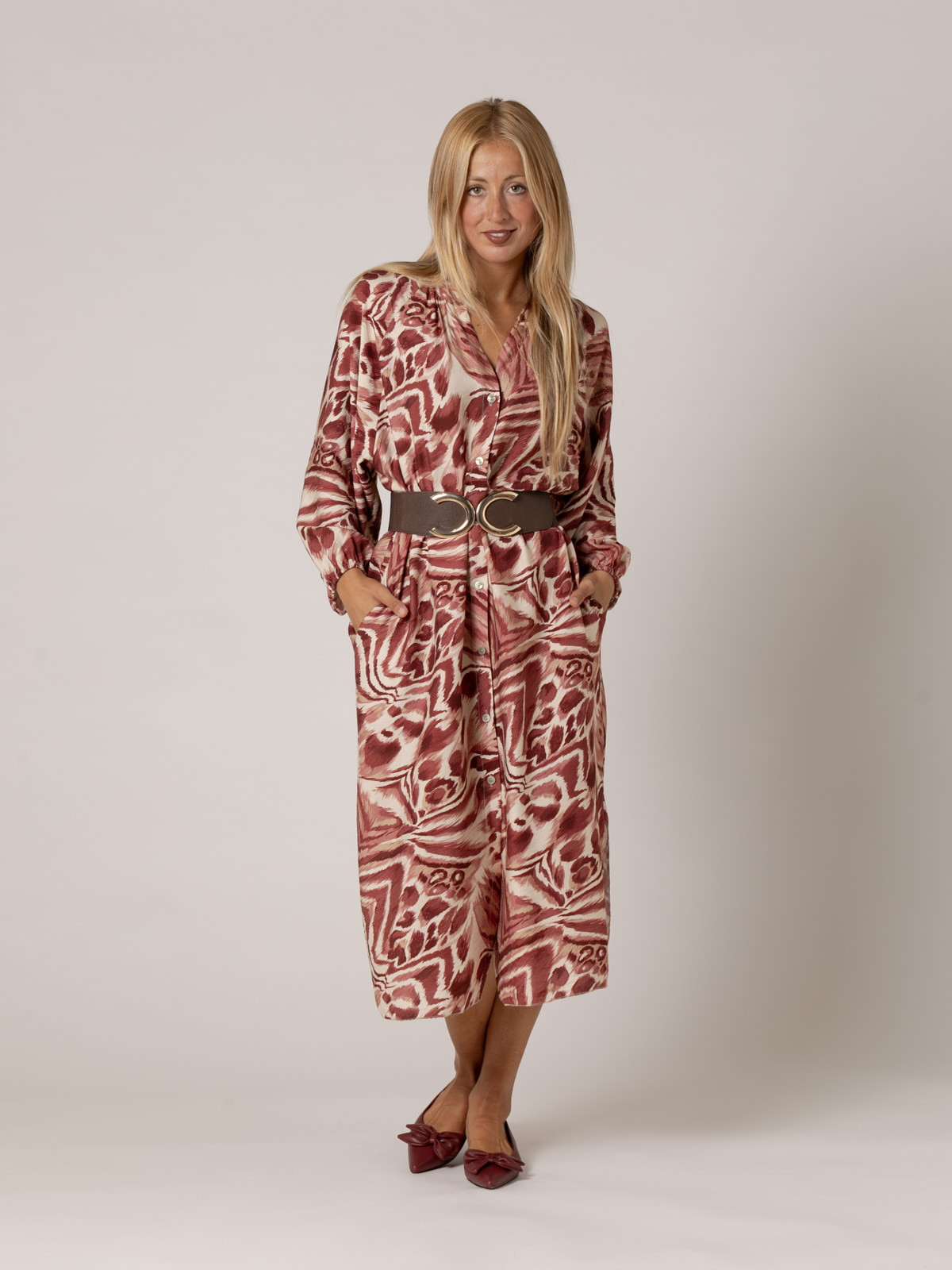 Long fluid animal print dress  Pink colour
