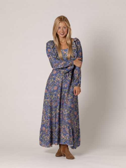 Long ruffle dress  Blue colour