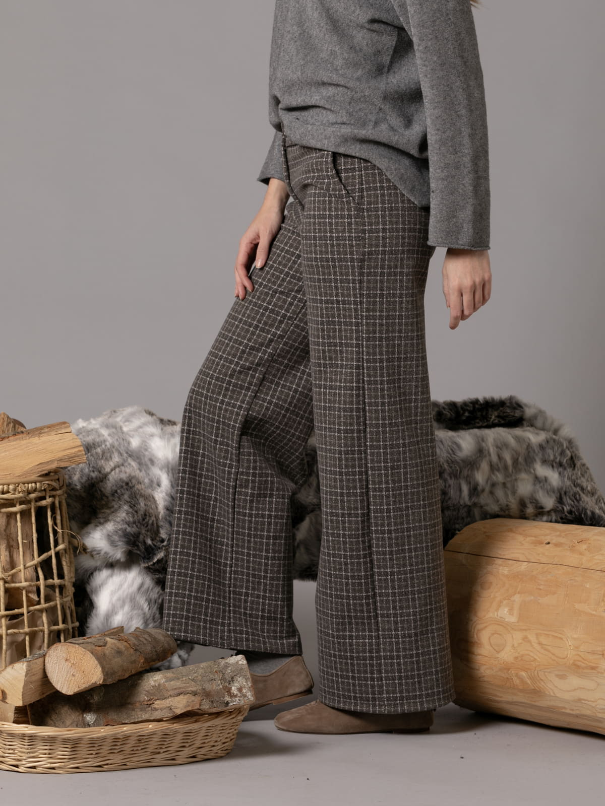 soft check comfy pants  Marrón  colour