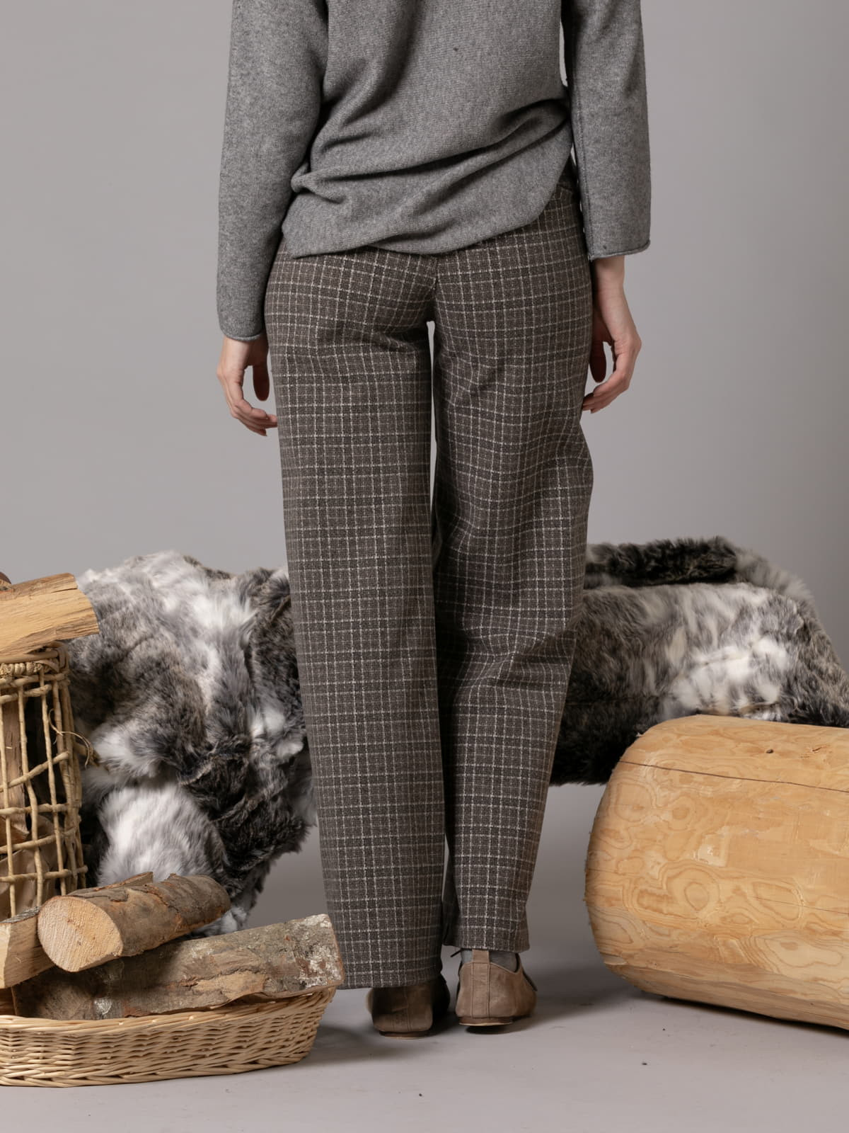 soft check comfy pants  Marrón  colour