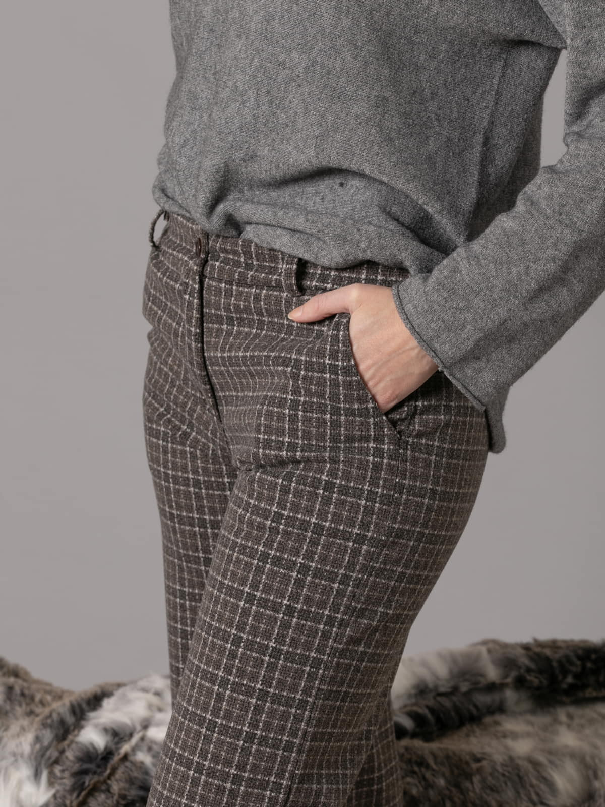 soft check comfy pants  Marrón  colour