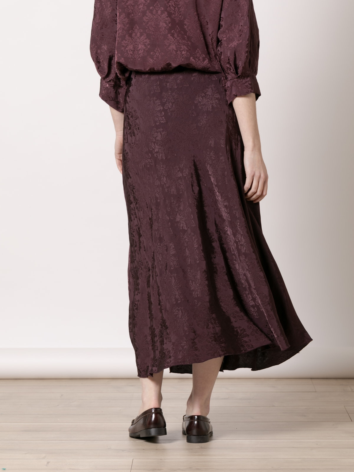 Long flowing skirt with matching embroidery  Bordeaux colour