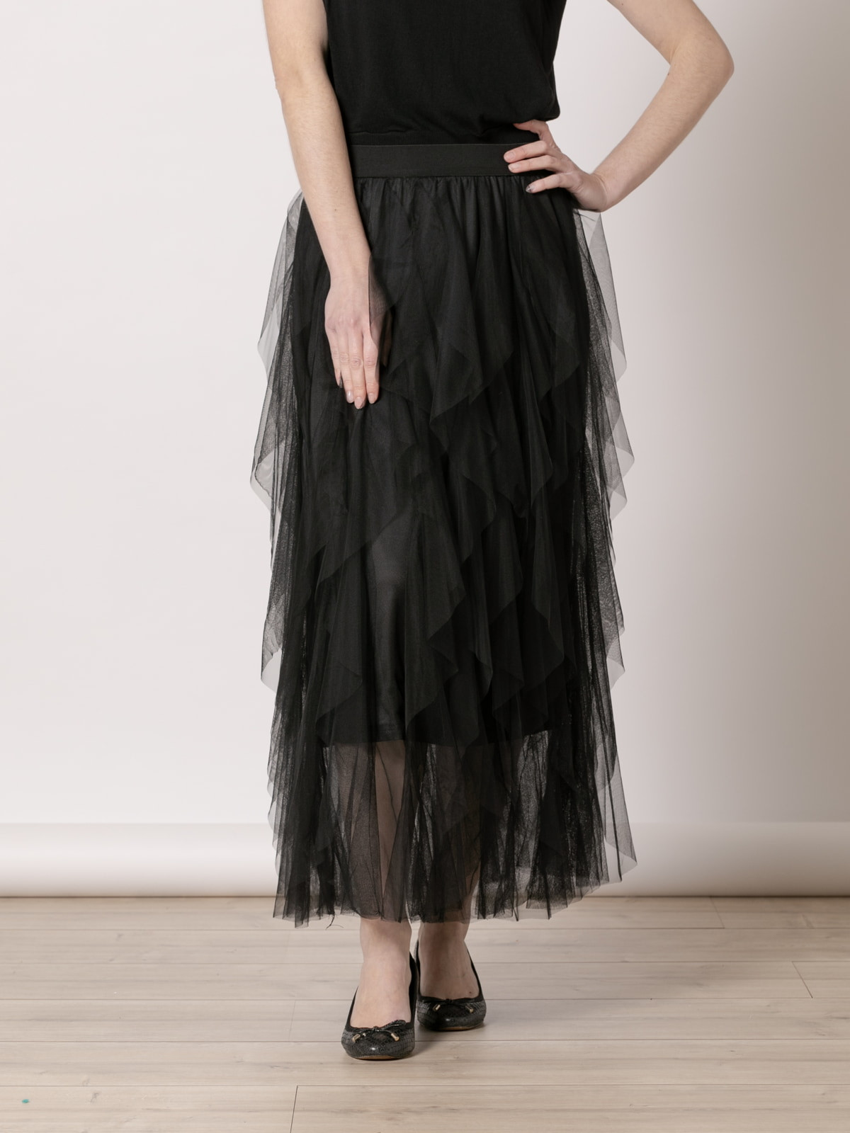 Falda larga tull picos color Negro