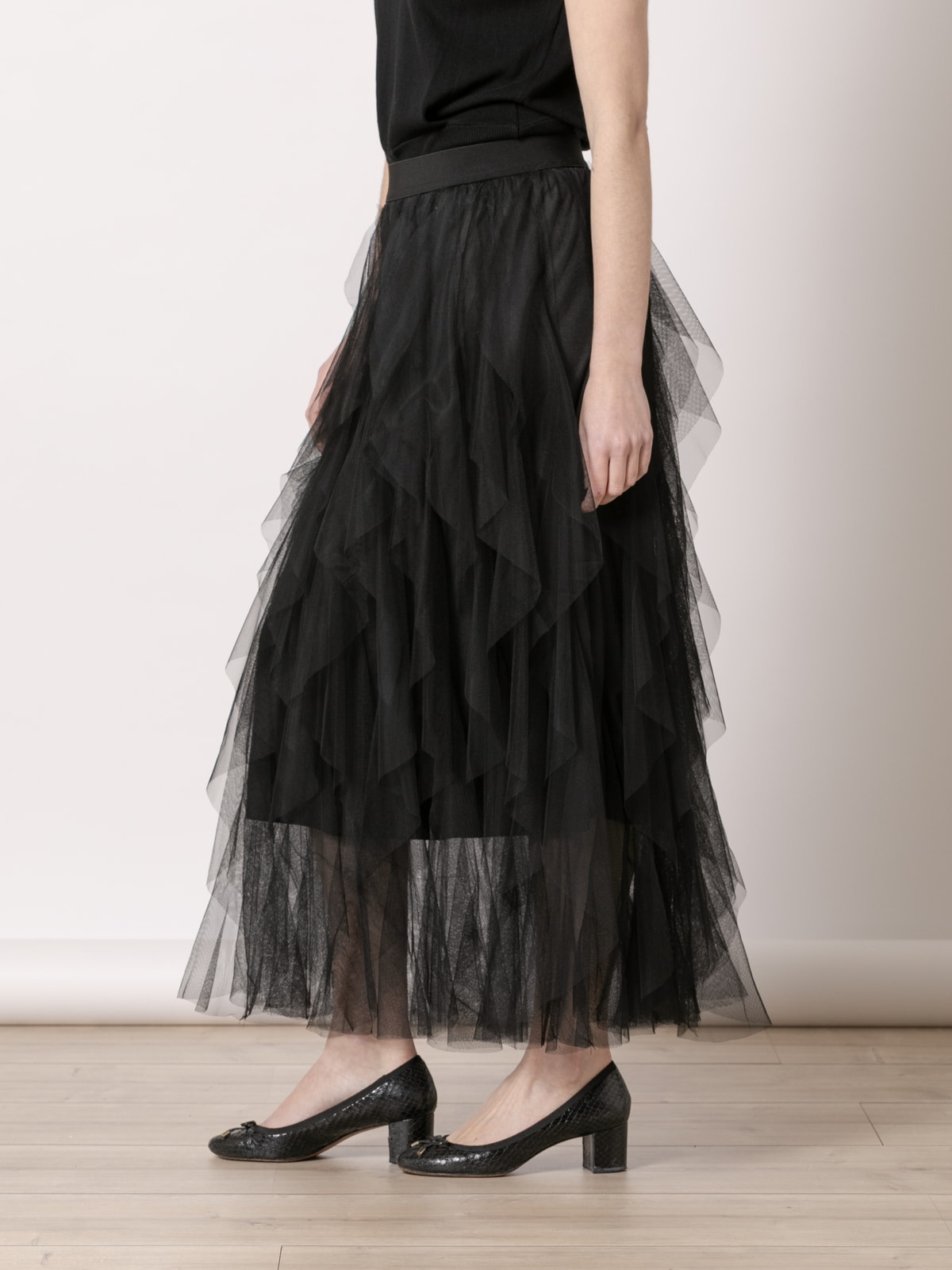 Falda larga tull picos color Negro