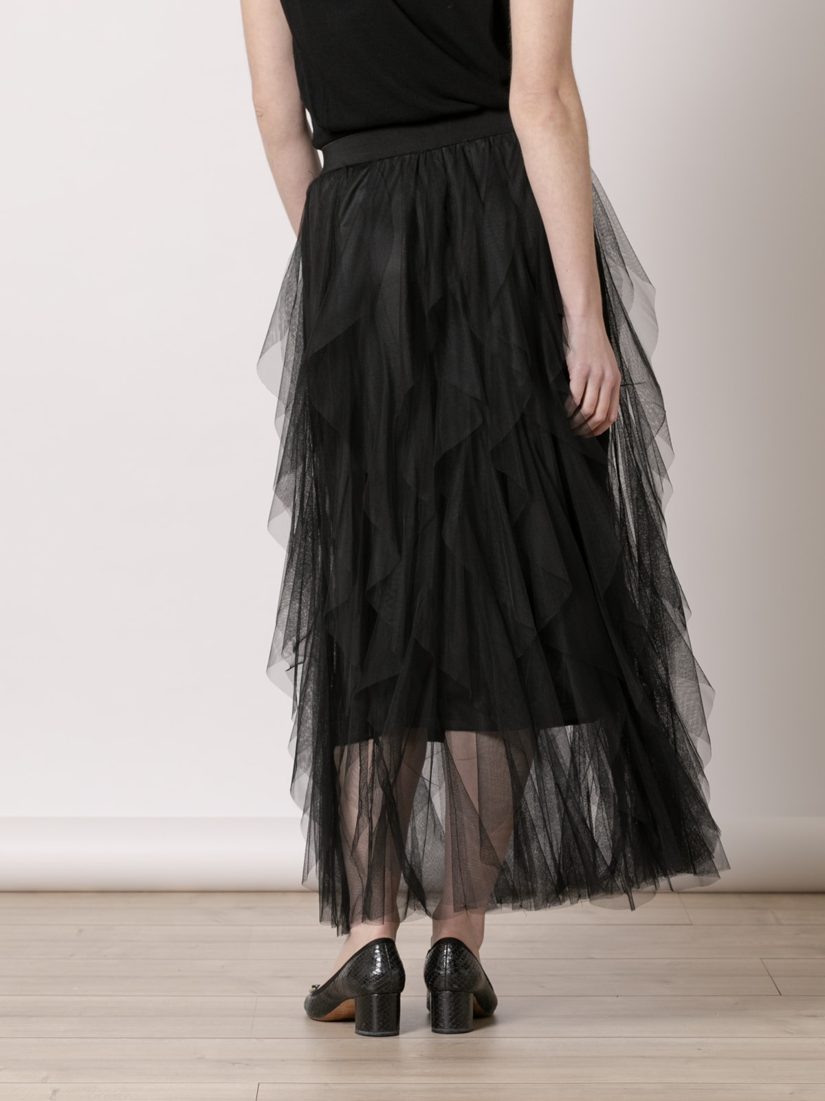 Falda larga tull picos color Negro