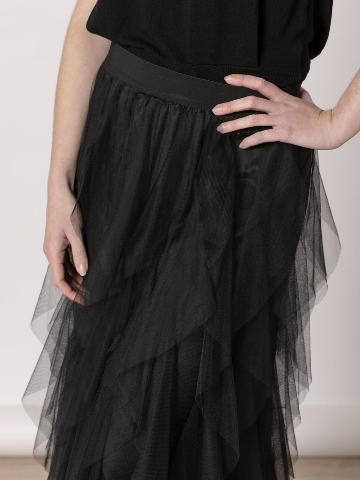 Falda larga tull picos color Negro