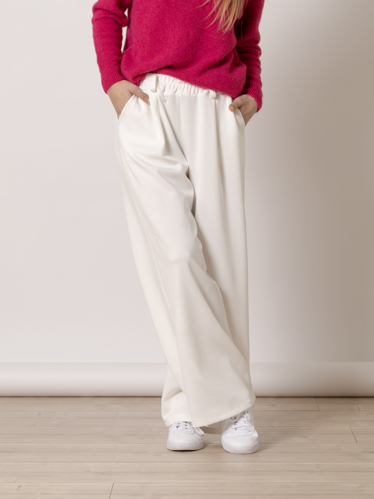 Pantalón wide leg confy color Blanco