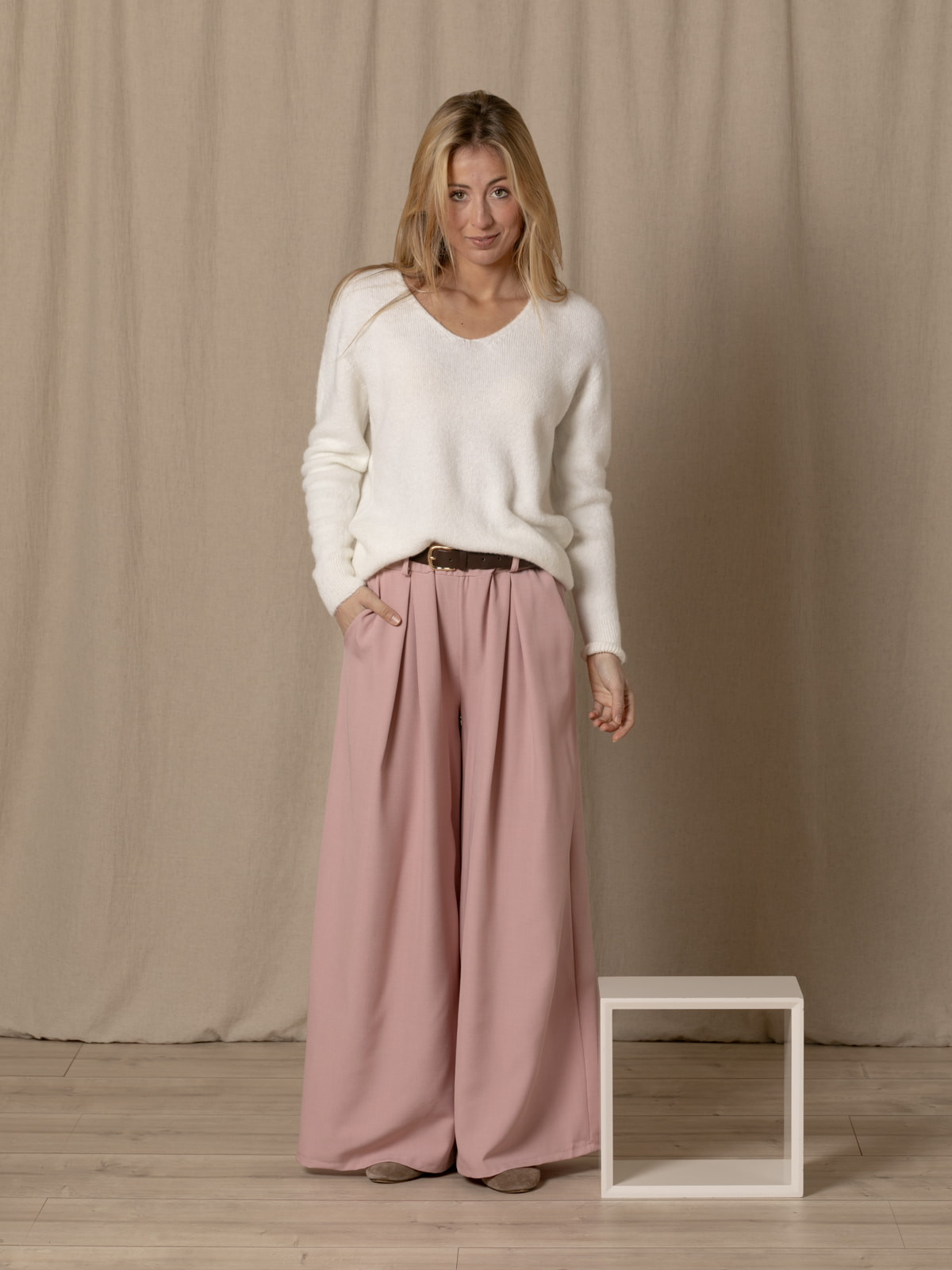 Pantalón fluido super trendy color Rosa