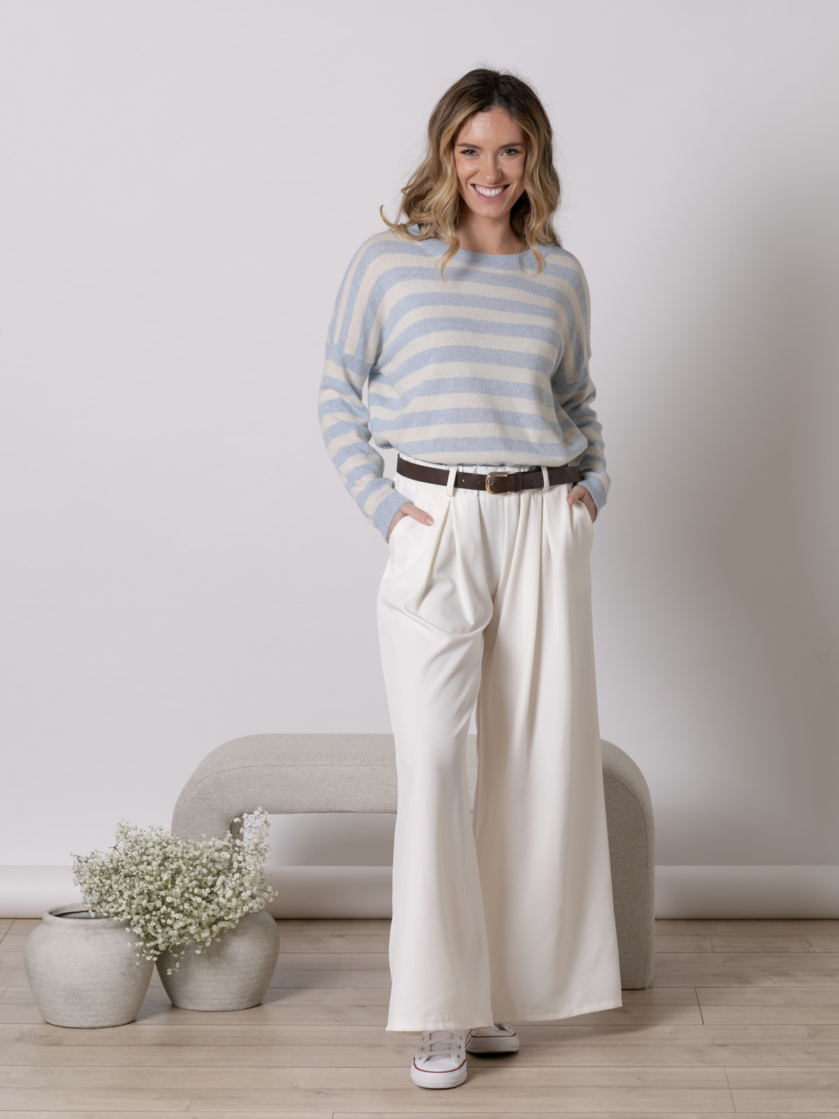 Pantalón fluido super trendy color Beige