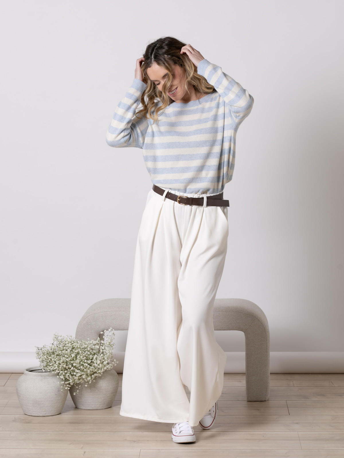 Pantalón fluido super trendy color Beige