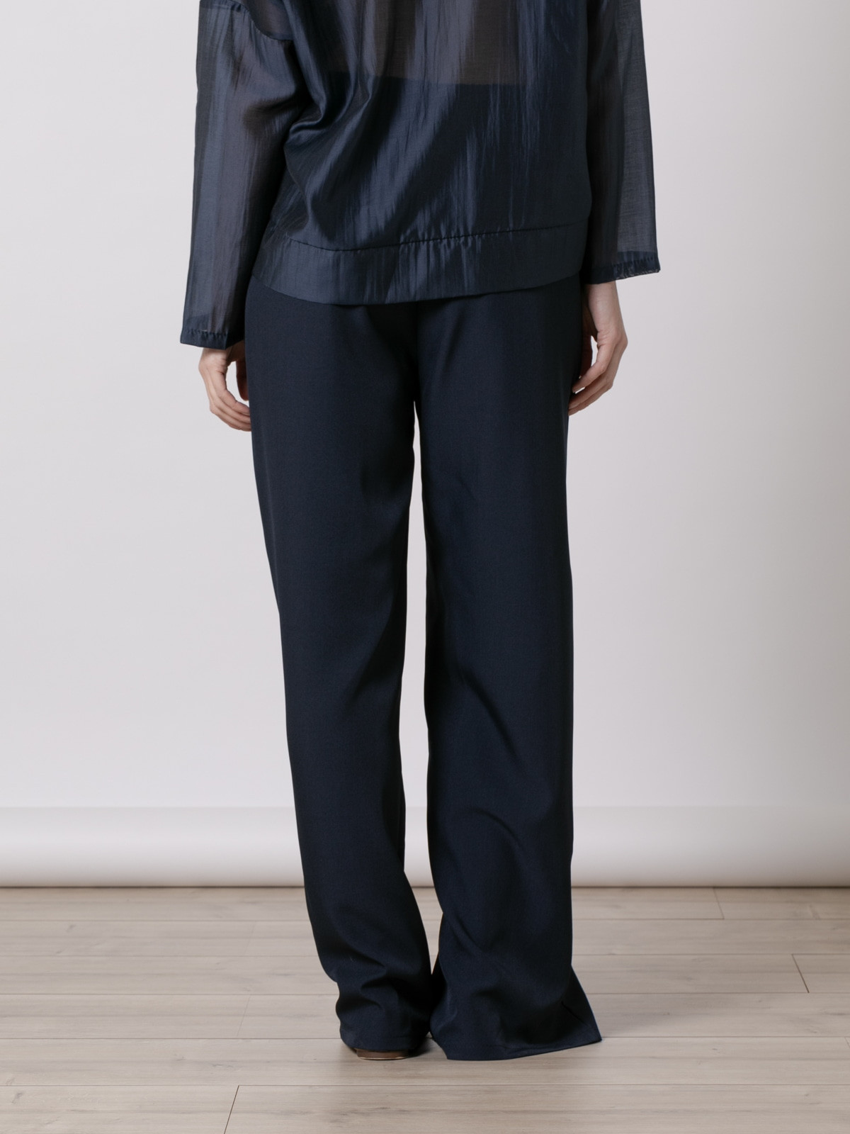 Flowing pleated trousers  Blue Navy colour