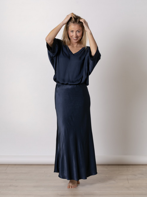 Flowing skirt bias design  Blue colour