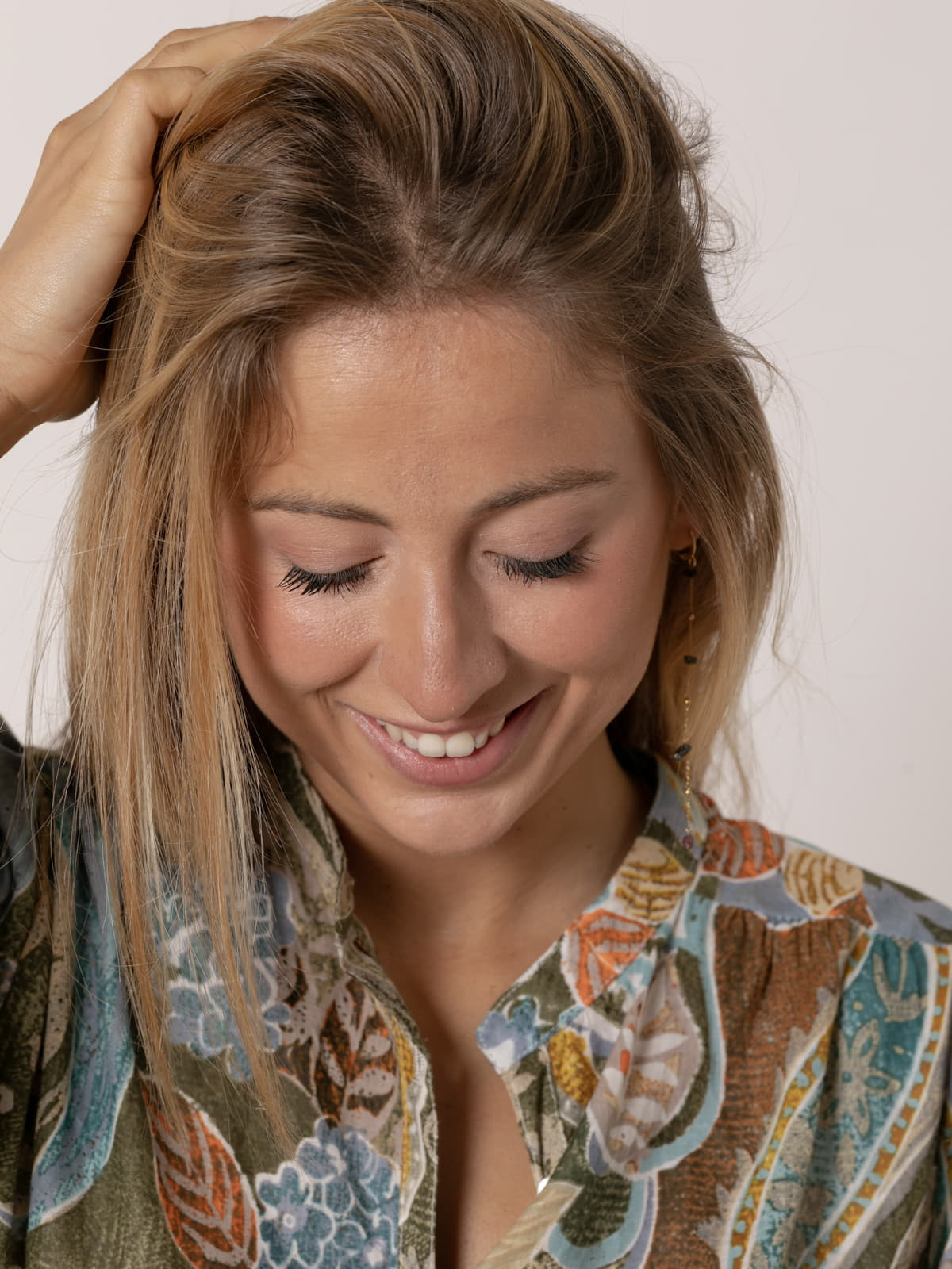 Shirt with multi-colored print box  Khaki colour