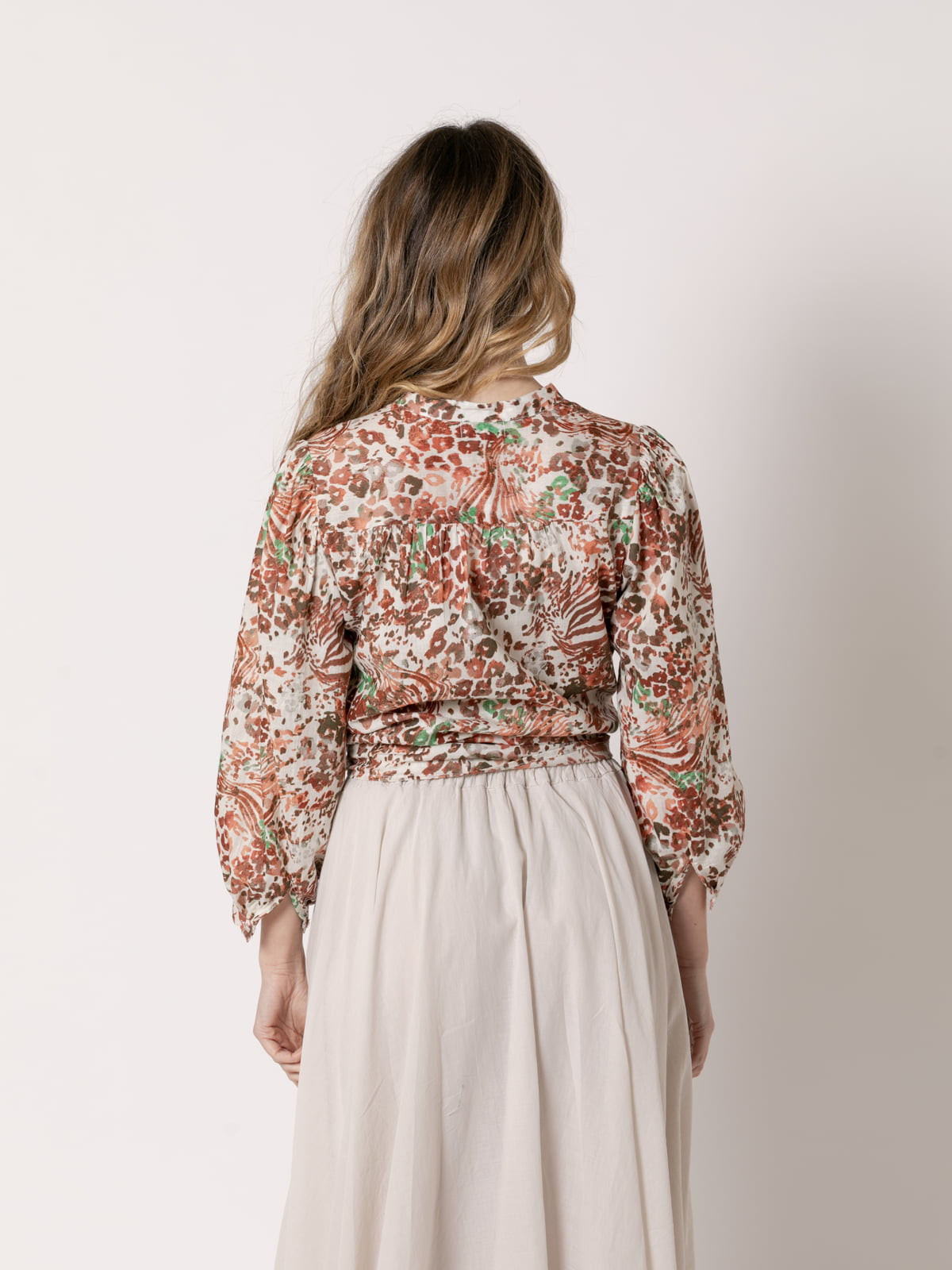 Camisa c/caja trendy animal print color Teja
