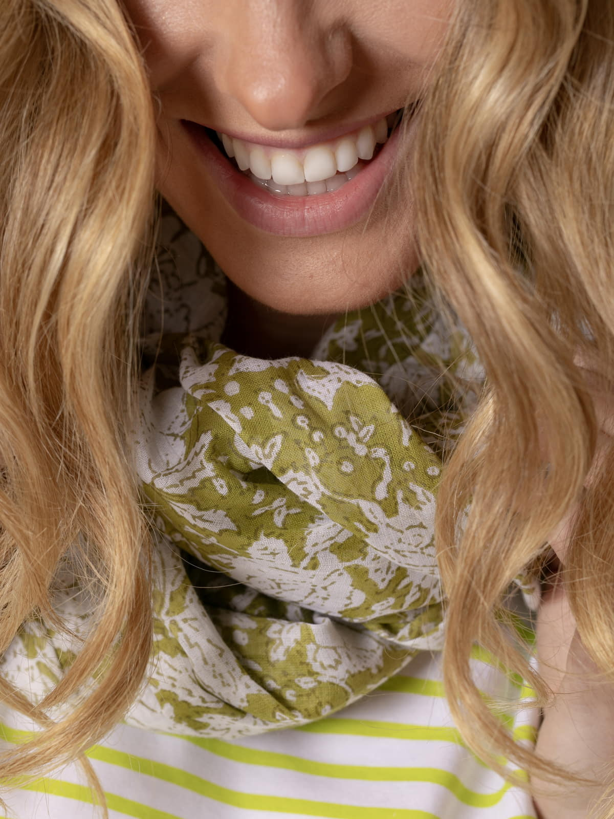 100% cotton scarf with flower design  Olive colour