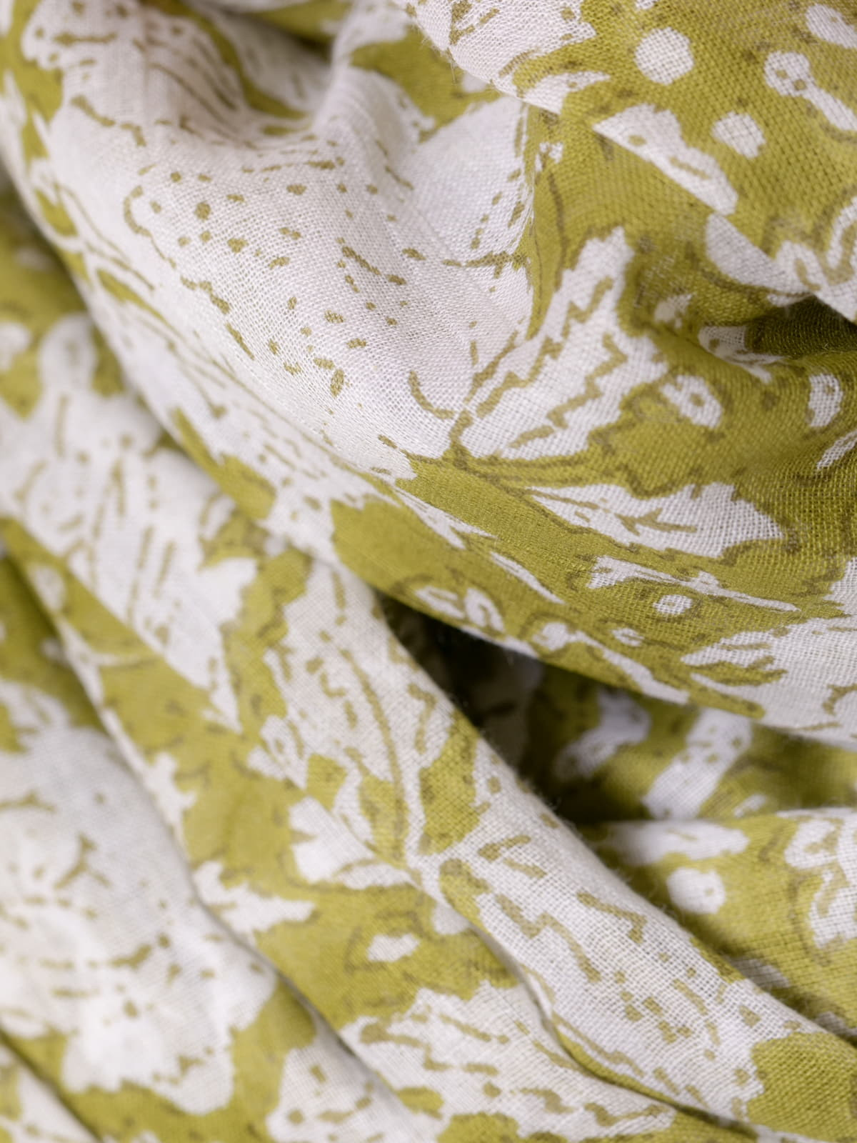100% cotton scarf with flower design  Olive colour