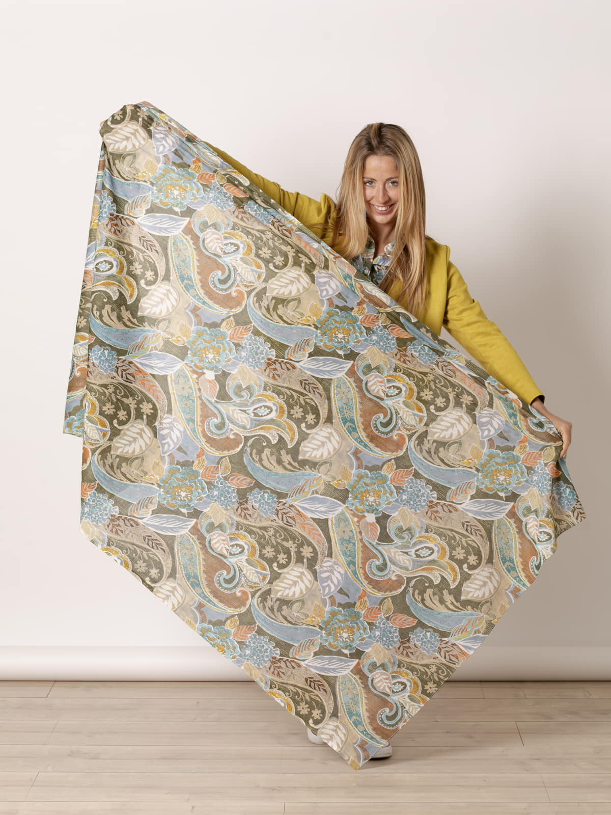 100% cotton cashmere pattern scarf  Khaki colour