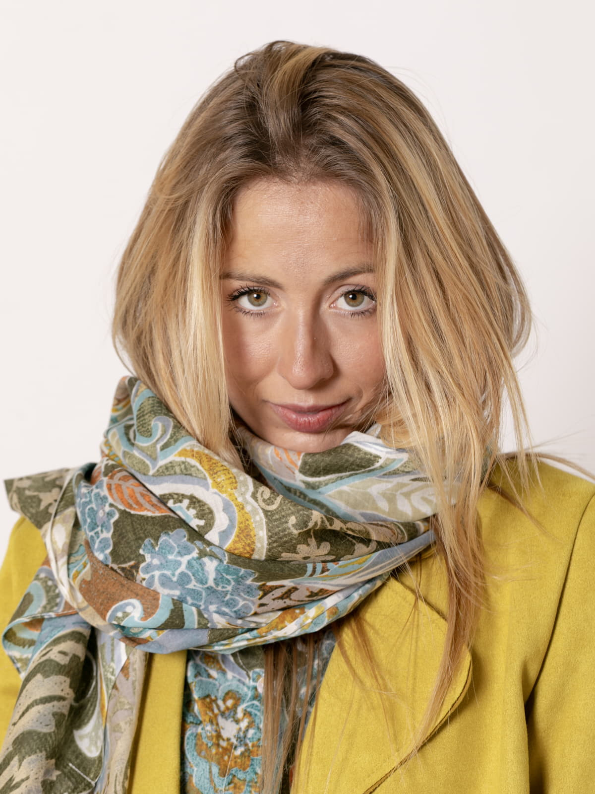100% cotton cashmere pattern scarf  Khaki colour