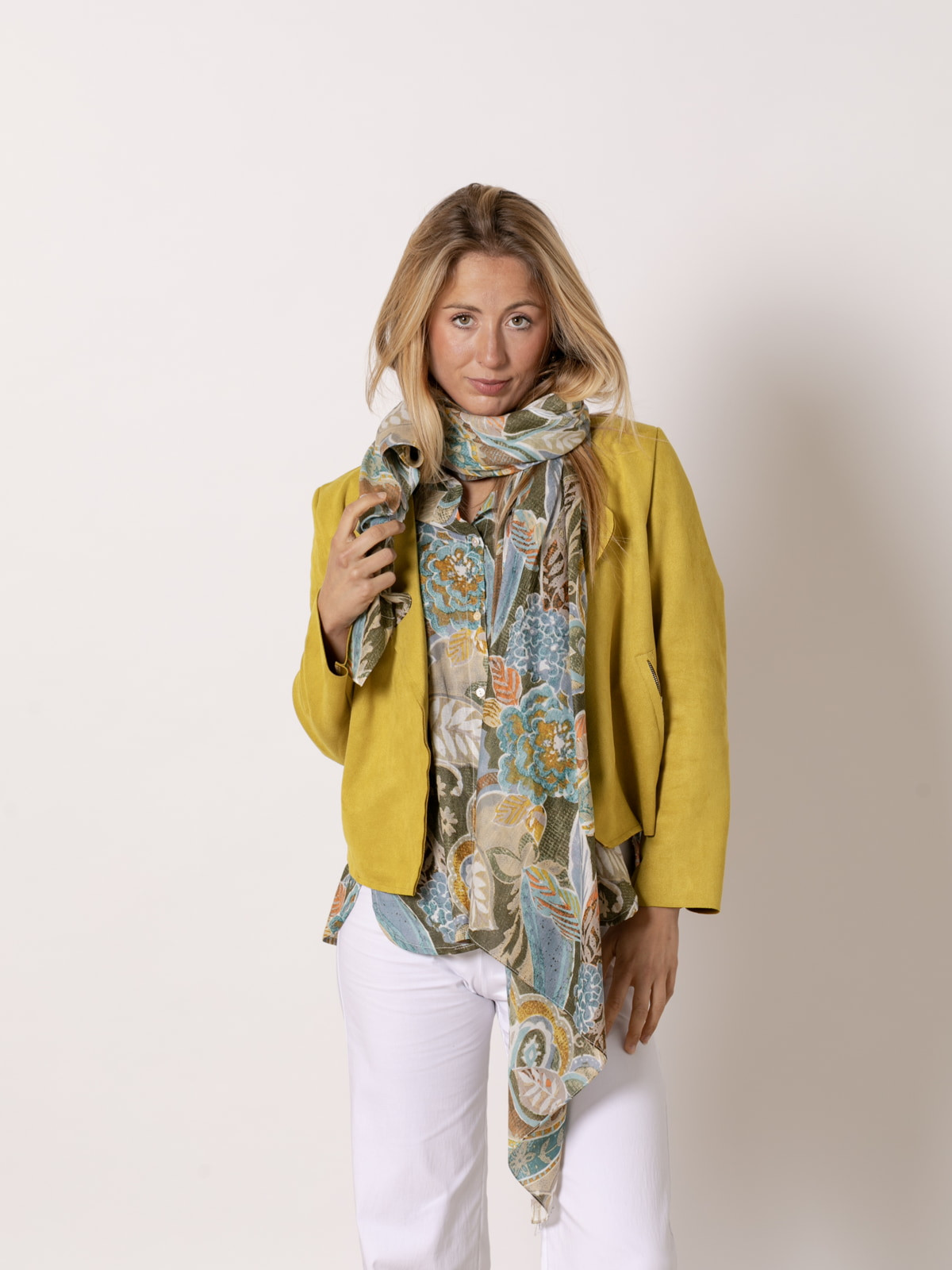 100% cotton cashmere pattern scarf  Khaki colour