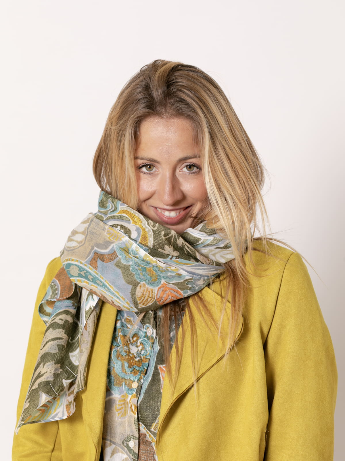 100% cotton cashmere pattern scarf  Khaki colour