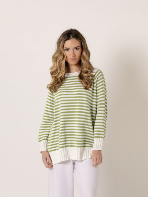 Jersey rayas cotton 100% color Verde