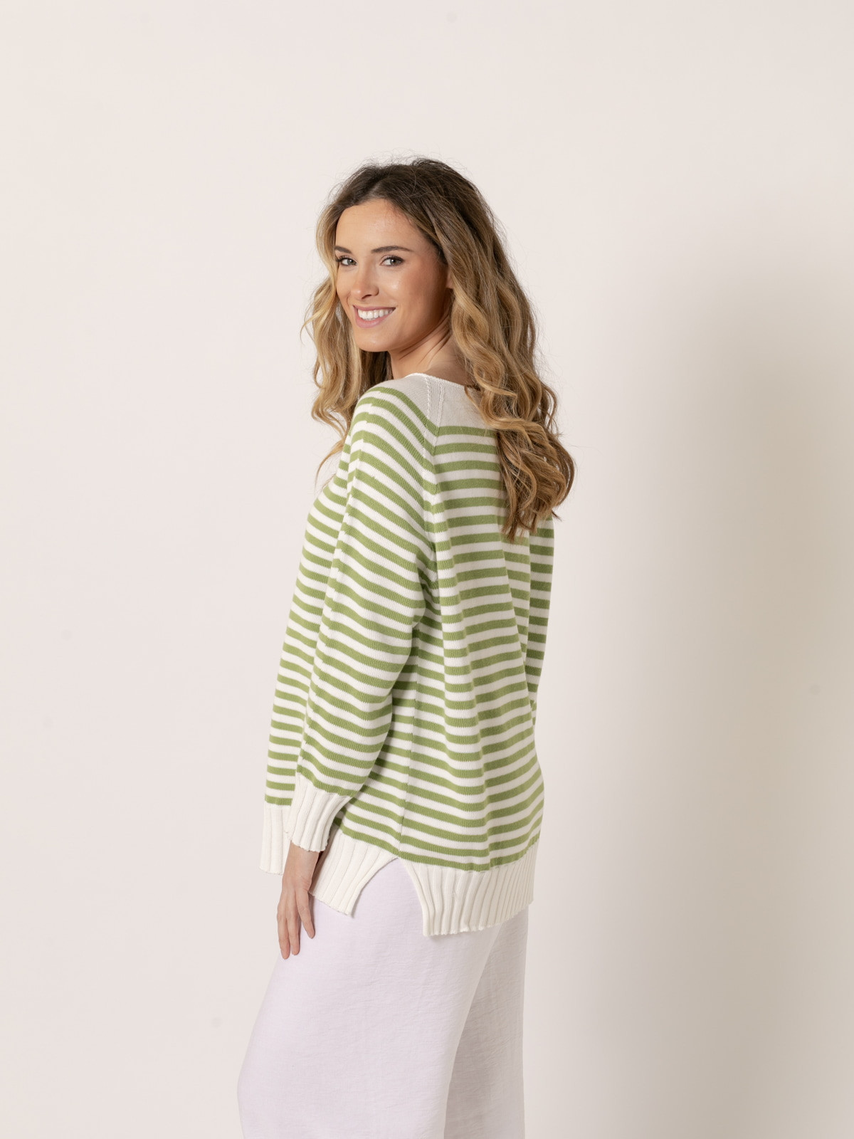 Jersey rayas cotton 100% color Verde