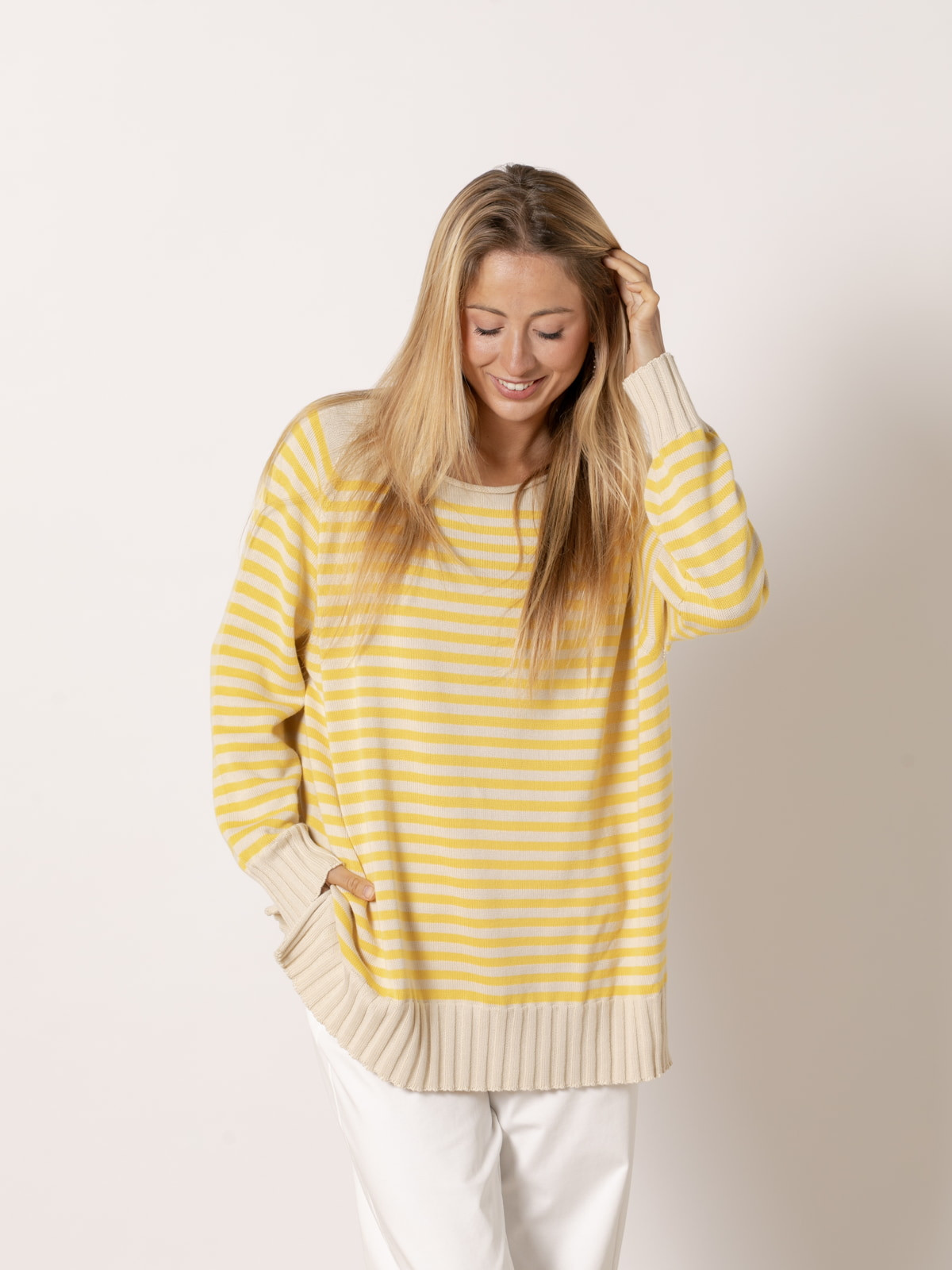 Jersey rayas cotton 100% color Amarillo
