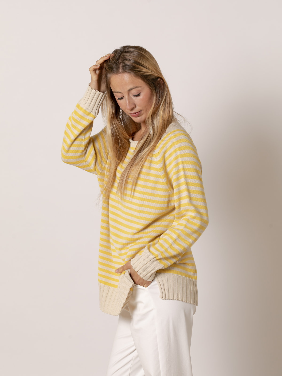 Jersey rayas cotton 100% color Amarillo