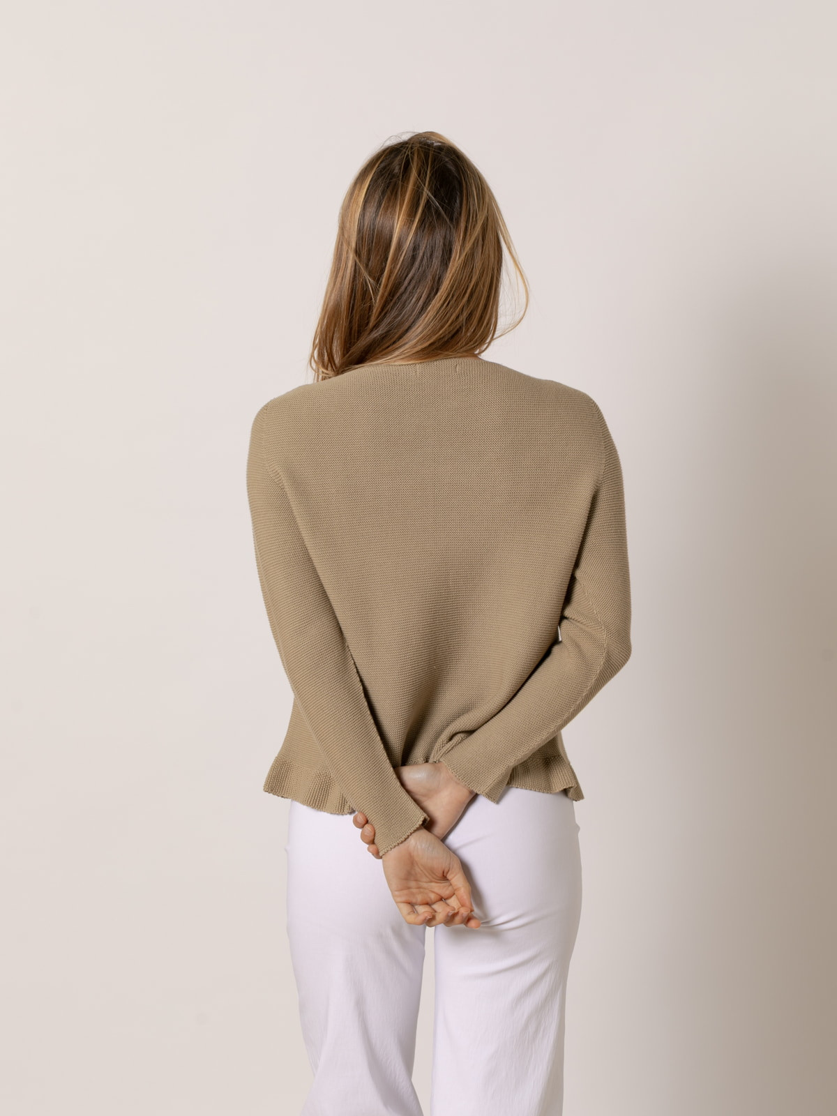 Chaqueta algodon 100% botones nacar color Camel