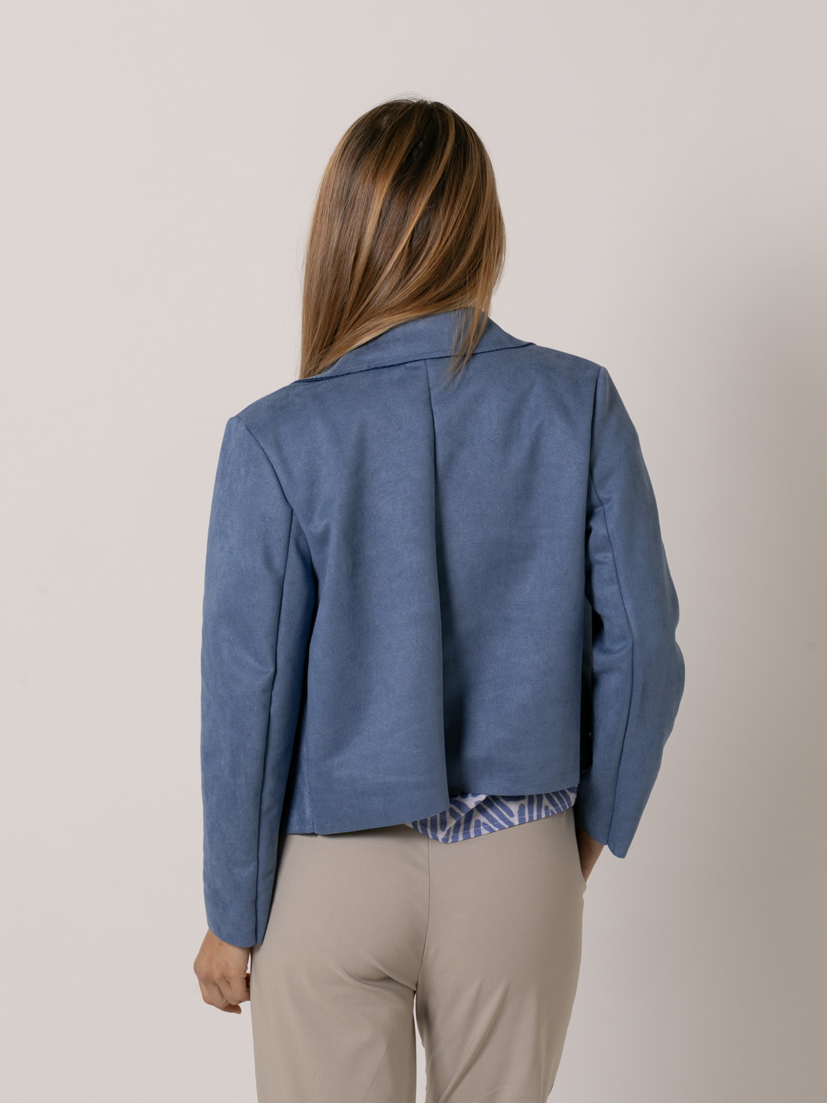 Short synthetic suede jacket  Blue colour