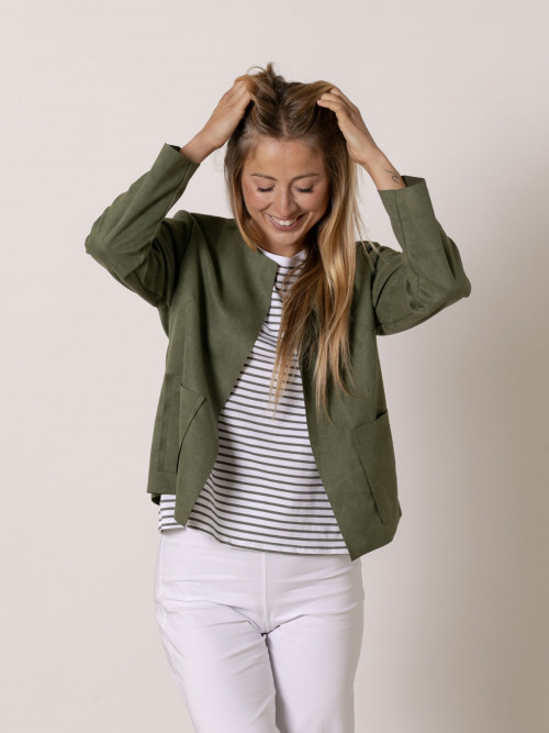 Short suede jacket  Khaki colour