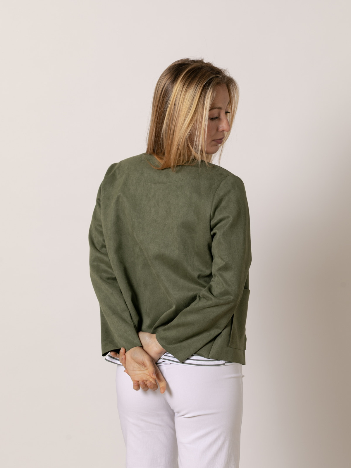 Short suede jacket  Khaki colour