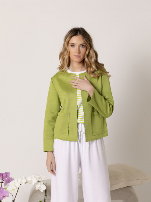 Short suede jacket  Olive colour