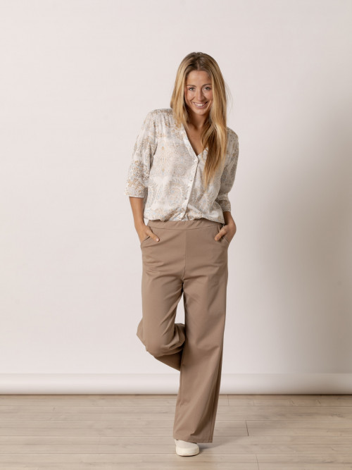 Wide leg cotton viscose pants  Camel colour
