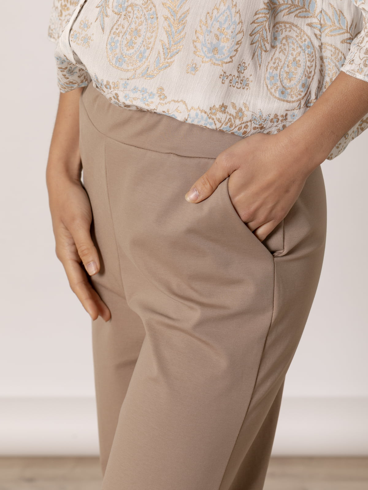 Pantalón wide leg cotton visco color Camel