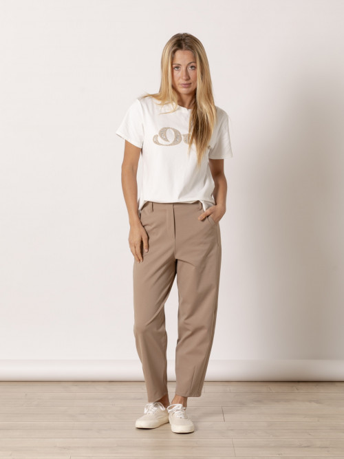 Teen pants with hem seam  Camel colour