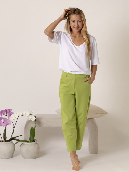 Teen pants with hem seam  Olive colour
