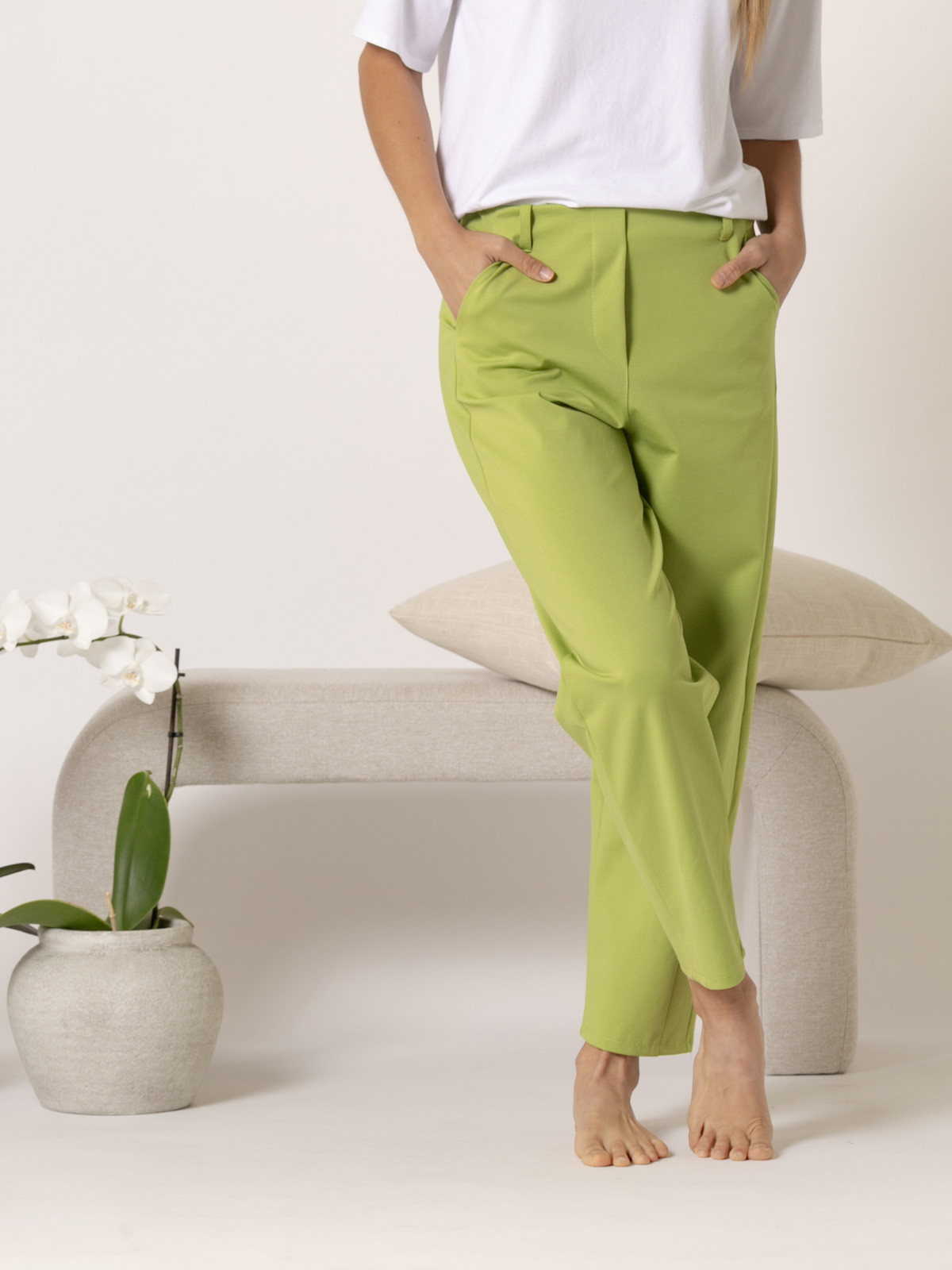 Pantalón teen costura en bajo color Oliva