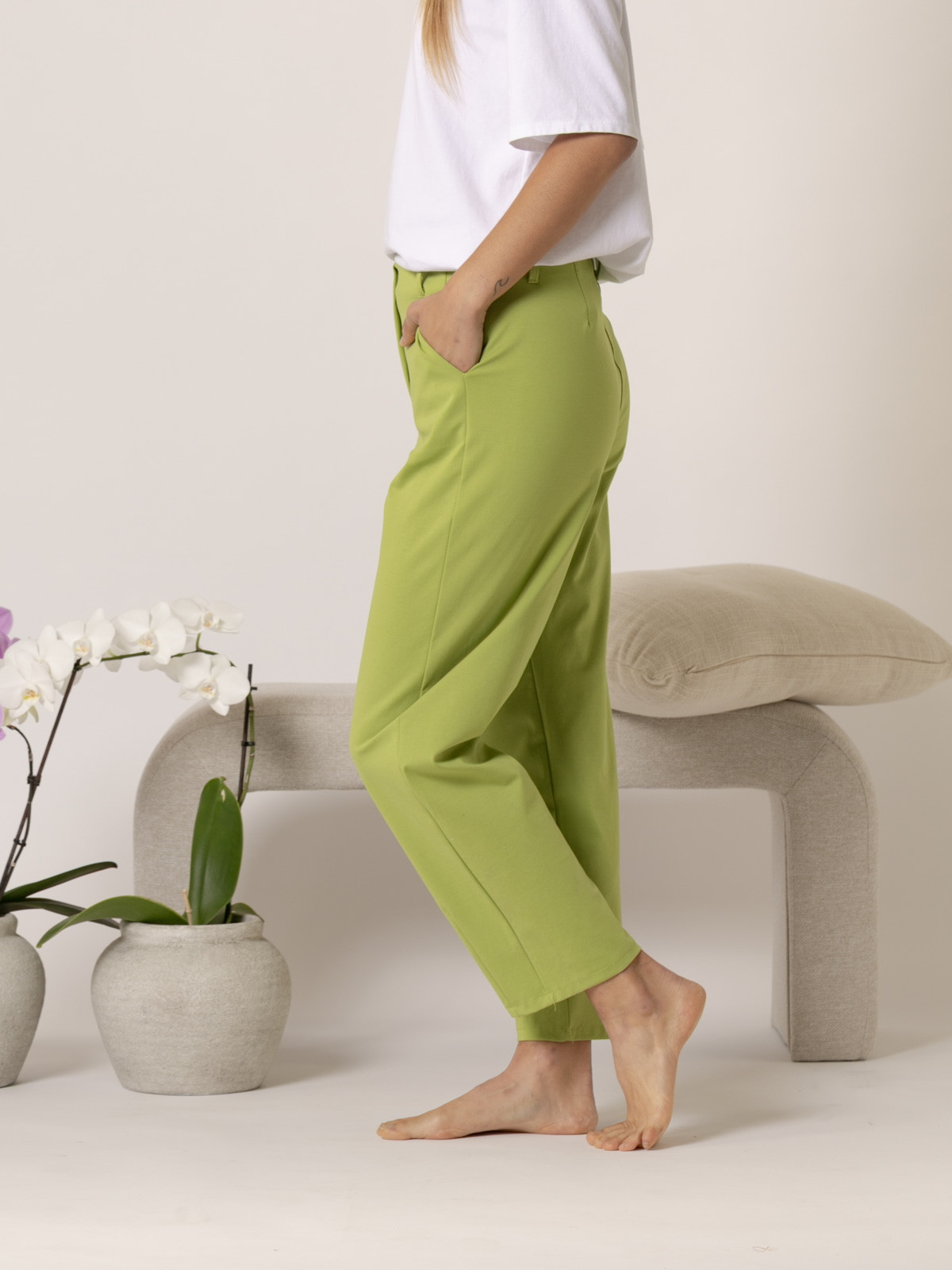 Pantalón teen costura en bajo color Oliva