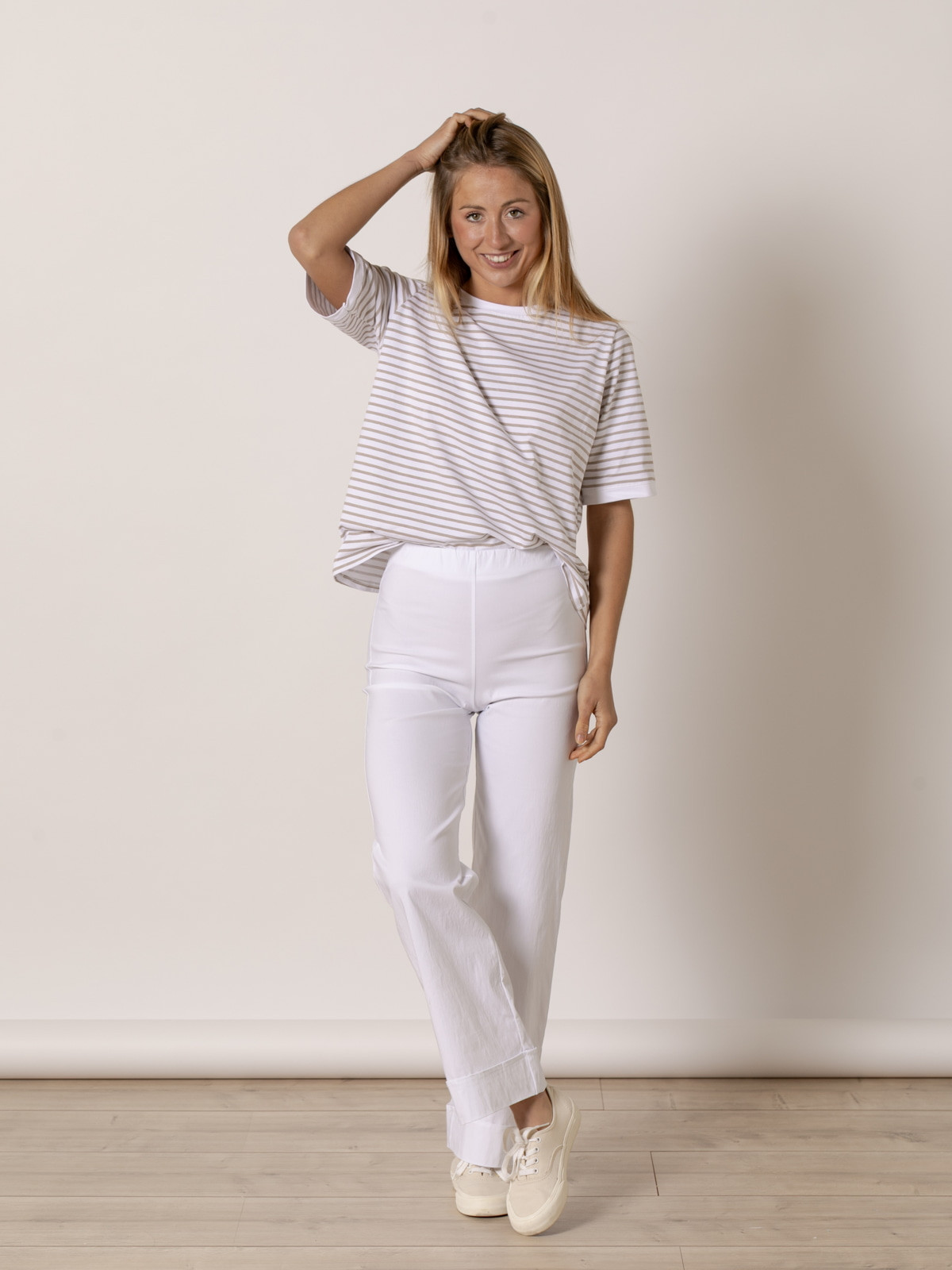 Pantalón trendy vuelta en bajo color Blanco