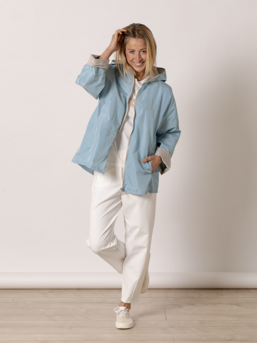 Waterproof jacket with piping  Blue colour