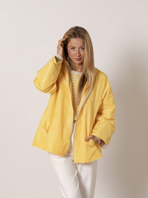 Waterproof jacket with piping  Amarillo colour
