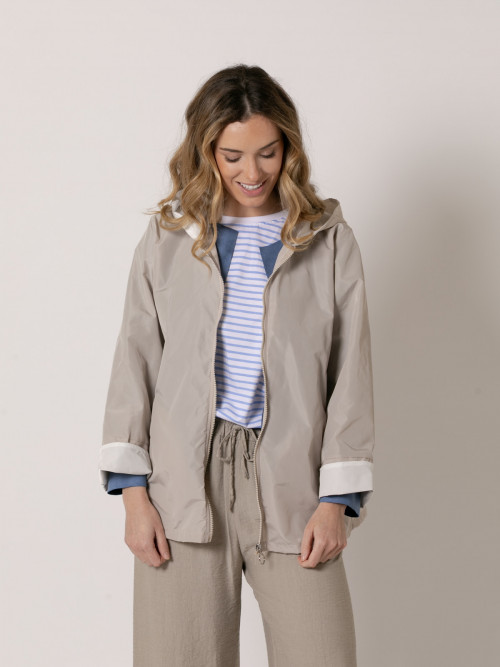 Waterproof jacket with piping  Beige colour